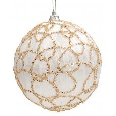 Χριστουγεννιάτικη Μπάλα Σαμπανιζέ με Λευκές Ρίγες (10cm)